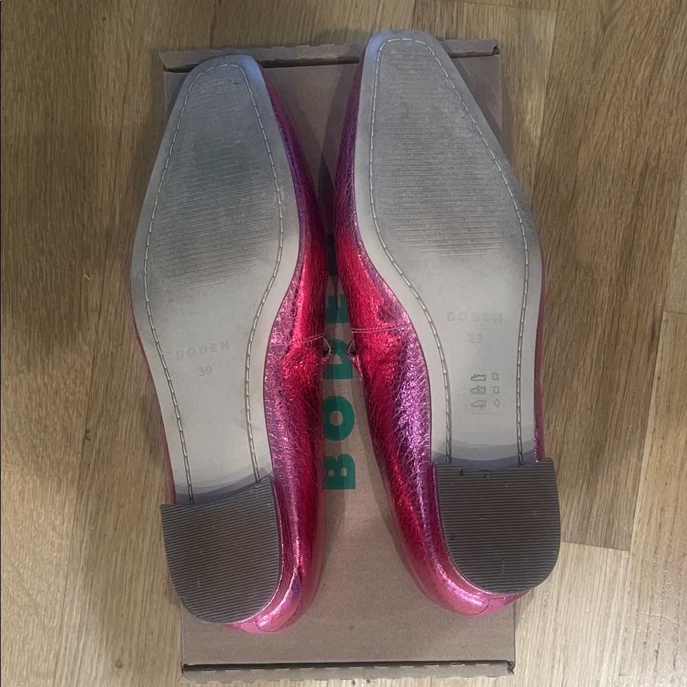Boden Shimmering Pink Loafers - Picture 5 of 7